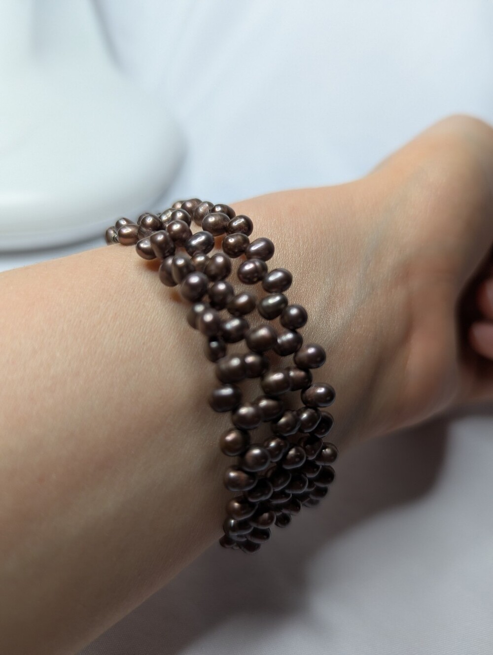 Brown Genuine Freshwater Pearl Multi-Strand Wrap Bracelet - Picture 4 of 10